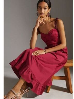 NWT Anthropologie HUTCH Crimson 3D Floral-strap Midi Dress